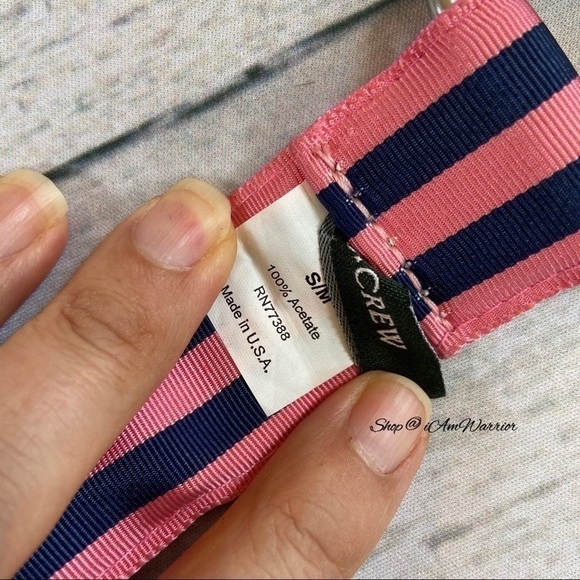 J.Crew pink & navy blue striped ribbon d-ring adjustable belt *Shop@iAmWarrior main image 5